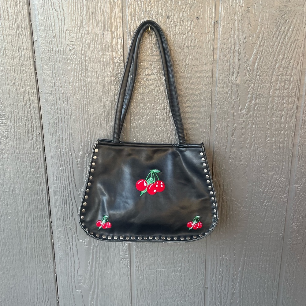 Demonia Black Cherry Studded Shoulder Bag